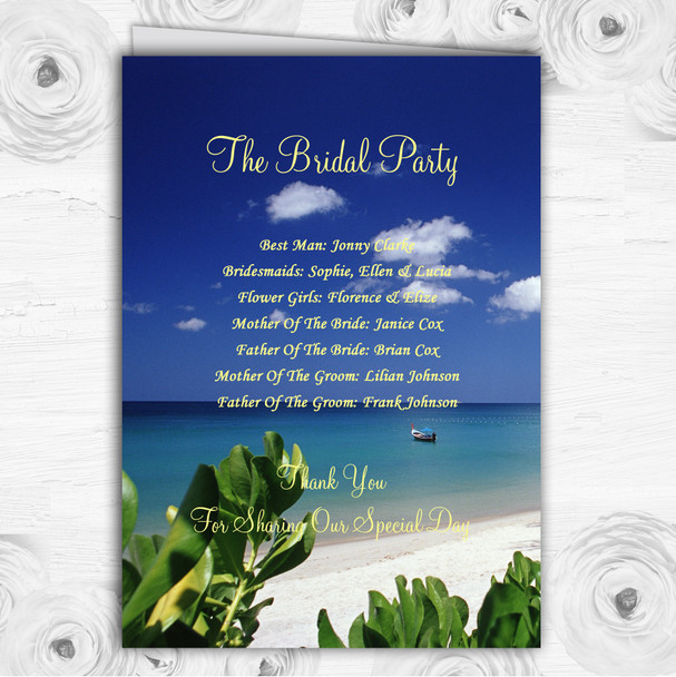 Thailand Beach Palm Tree Personalised Wedding Double Cover Order Of Service