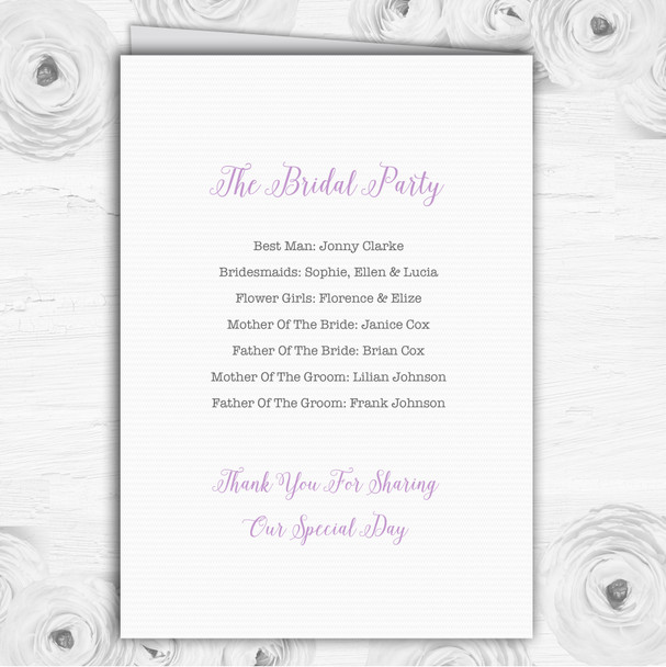 Watercolour Subtle Lilac Personalised Wedding Double Cover Order Of Service