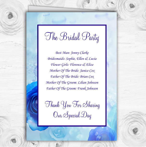 Stunning Blue Flowers Romantic Wedding Double Sided Cover Order Of Service