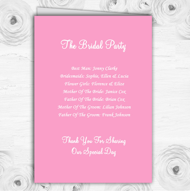 Pretty Pink Roses Personalised Wedding Double Sided Cover Order Of Service