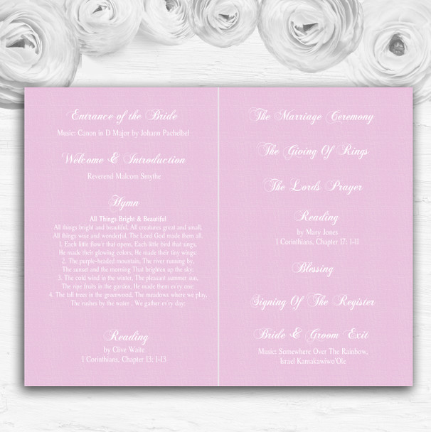 Rustic Pink Lace Personalised Wedding Double Sided Cover Order Of Service