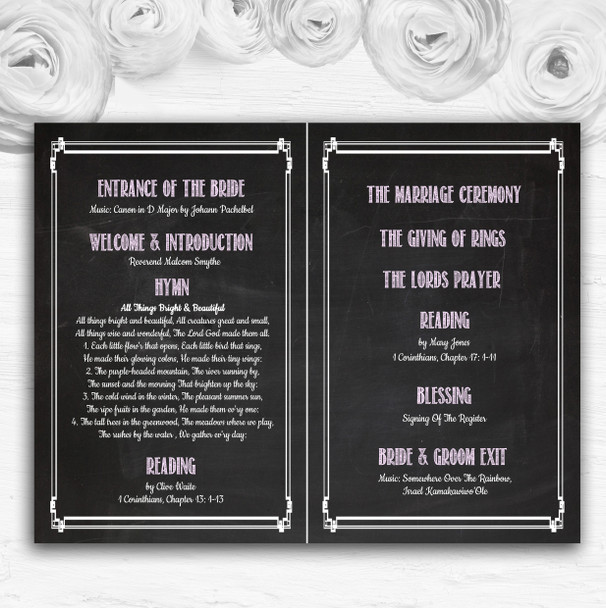 Chalkboard Pink Personalised Wedding Double Sided Cover Order Of Service