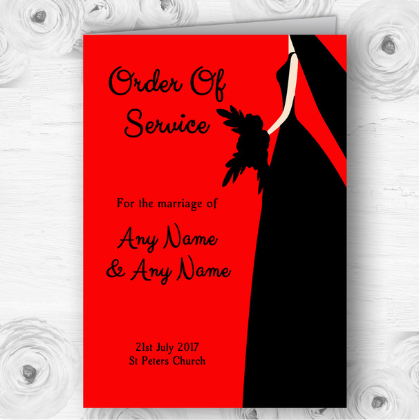 Red Black Bride Personalised Wedding Double Sided Cover Order Of Service