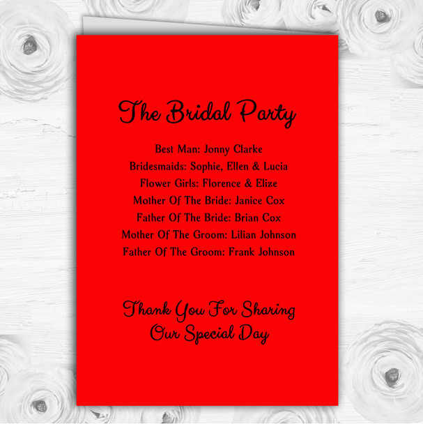 Red Black Bride Personalised Wedding Double Sided Cover Order Of Service