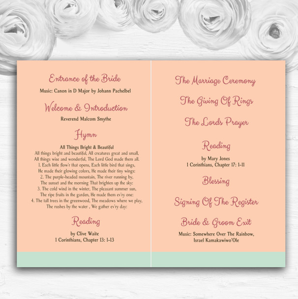 Classical Cake Personalised Wedding Double Sided Cover Order Of Service