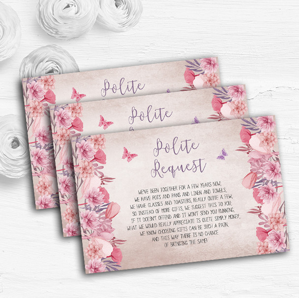 Blush Dusty Pink Lilac Vintage Watercolour Floral Wedding Gift Money Poem Cards