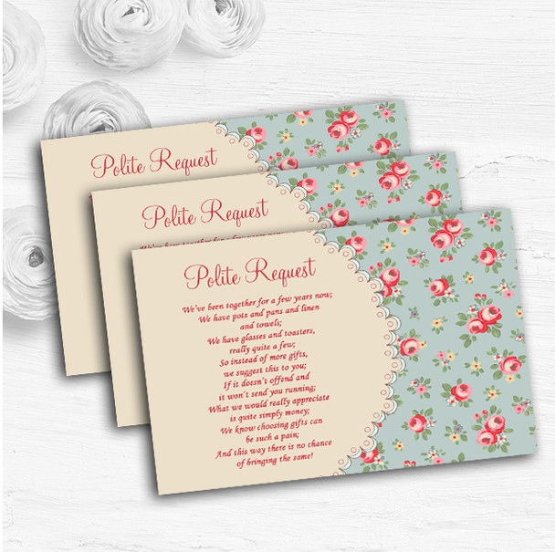 Floral Shabby Chic Inspired Vintage Custom Wedding Gift Request Money Poem Cards