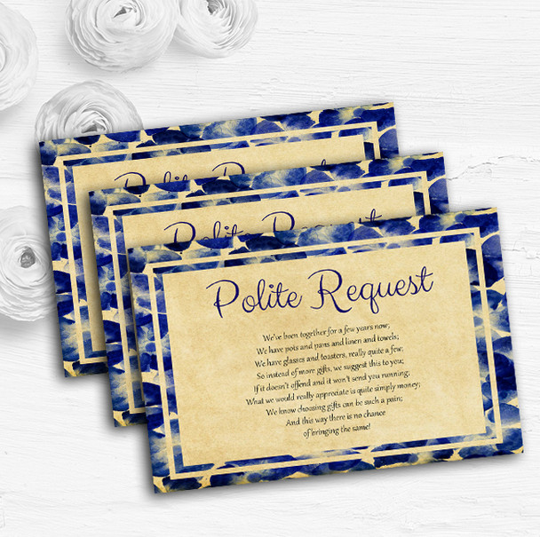 Vintage Blue Flowers Postcard Style Custom Wedding Gift Request Money Poem Cards