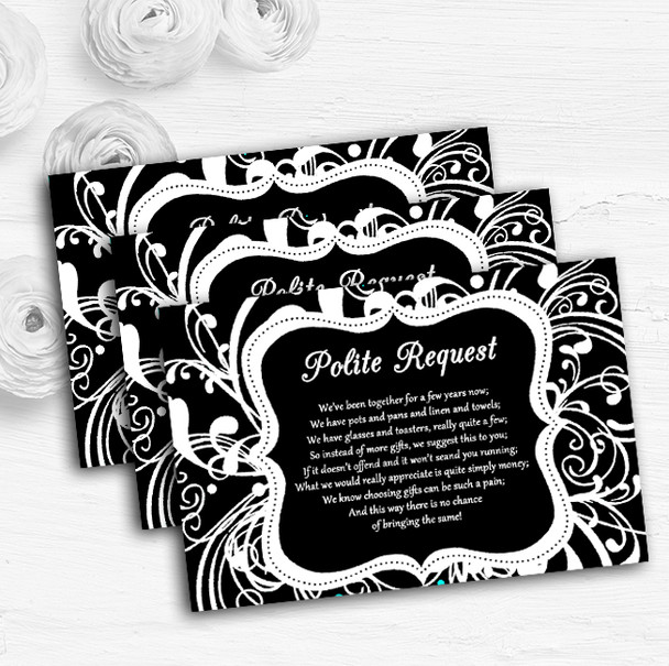 Black & White Swirl Deco Personalised Wedding Gift Cash Request Money Poem Cards