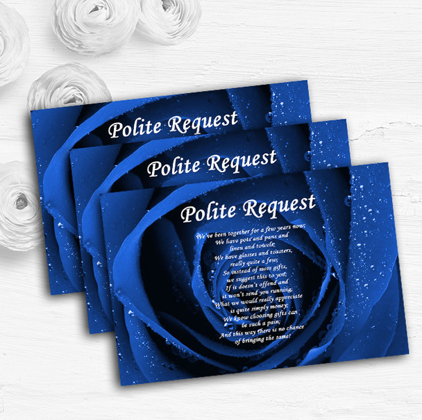 Stunning Royal Blue Rose Personalised Wedding Gift Cash Request Money Poem Cards