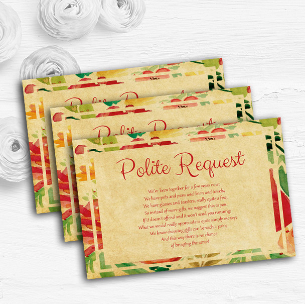 Vintage Pink Yellow Flowers Postcard Style Custom Wedding Gift Money Poem Cards