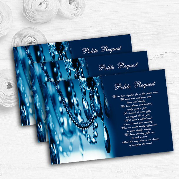 Blue Crystal Chandelier Personalised Wedding Gift Cash Request Money Poem Cards
