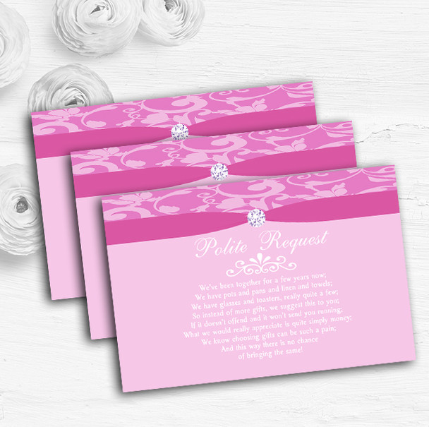 Dusty Pale Baby Rose Pink Floral Damask Diamante Wedding Gift Money Poem Cards