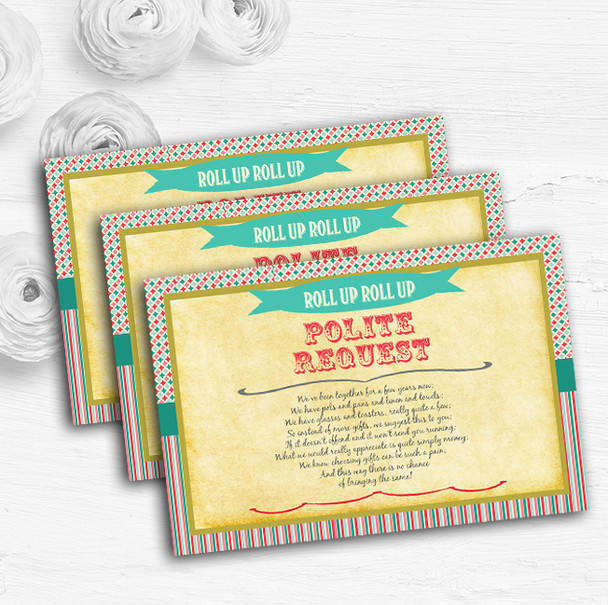 Vintage Carnival Old Style Circus Stripes Custom Wedding Gift Money Poem Cards Vintage Carnival Old Style Circus Stripes Custom Wedding Gift Money Poem Cards