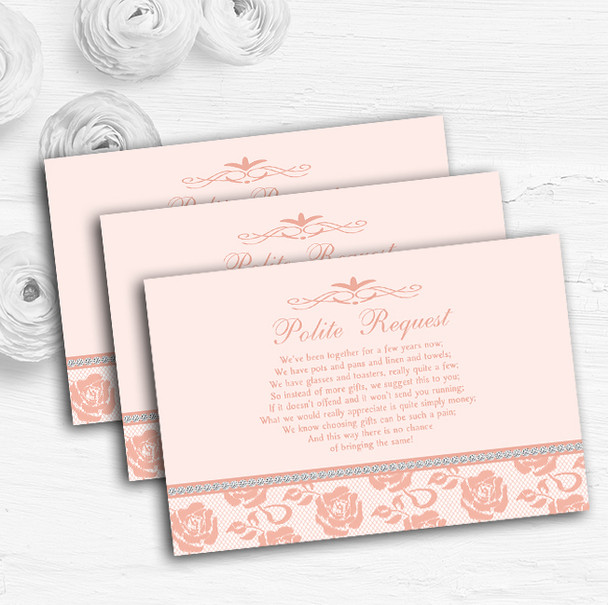 Pretty Pale Coral Floral Diamante Custom Wedding Gift Request Money Poem Cards Pretty Pale Coral Floral Diamante Custom Wedding Gift Request Money Poem Cards