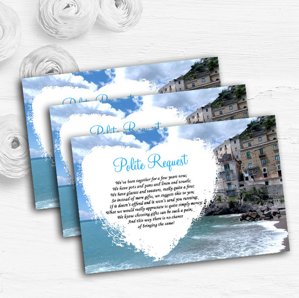 Romantic Amalfi Coast Italy Heart Custom Wedding Gift Request Money Poem Cards