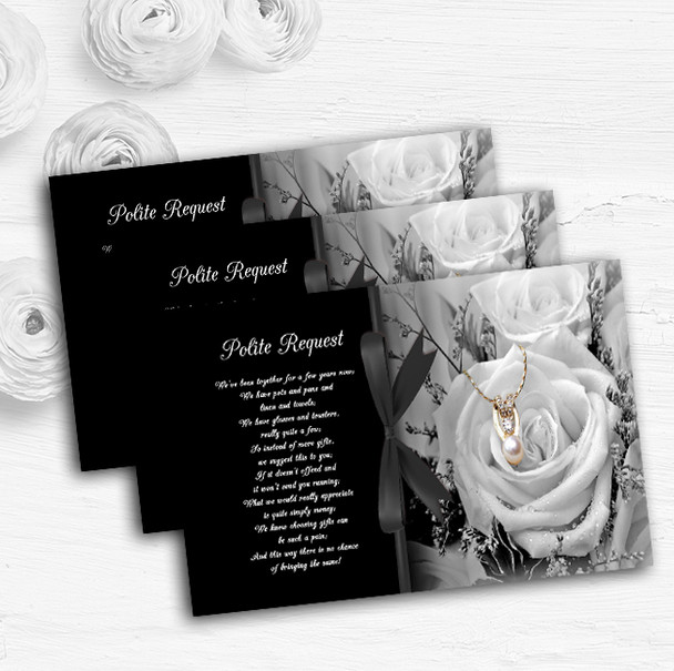 Black White Rose Pearl Personalised Wedding Gift Cash Request Money Poem Cards