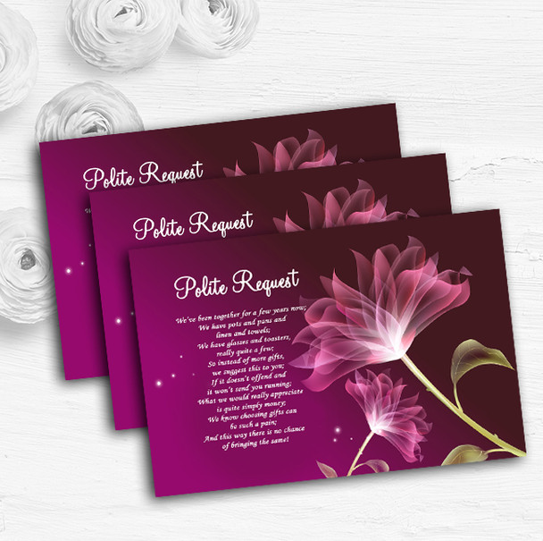 Purple Flower Stunning Personalised Wedding Gift Cash Request Money Poem Cards