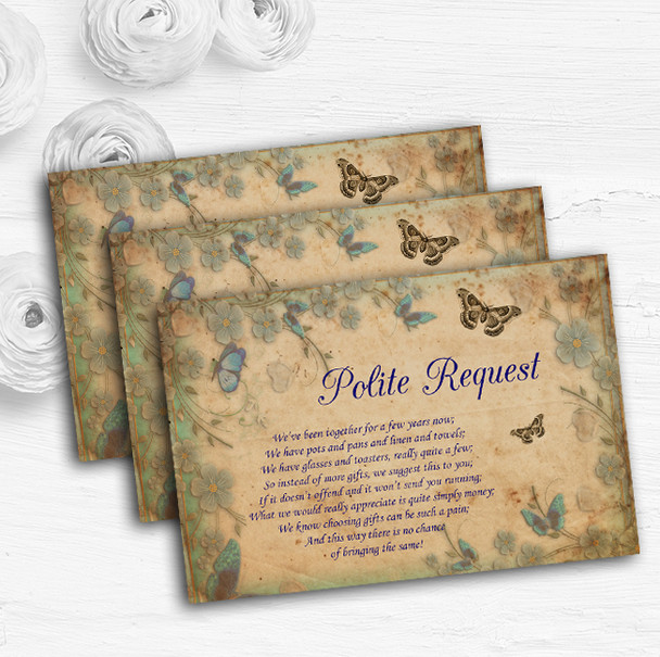 Blue Floral Vintage Shabby Chic Postcard Custom Wedding Gift Money Poem Cards