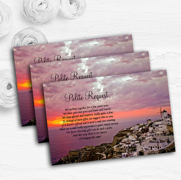 Santorini In Greece Abroad Personalised Wedding Gift Request Money Poem Cards