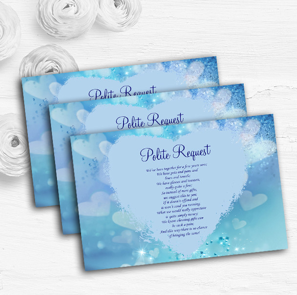 Pale Blue Love Hearts Personalised Wedding Gift Cash Request Money Poem Cards