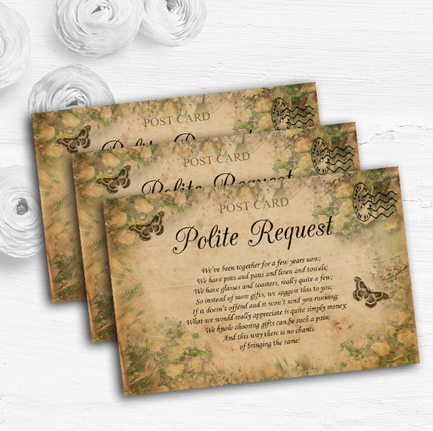 White Rose Vintage Shabby Chic Postcard Custom Wedding Gift Money Poem Cards