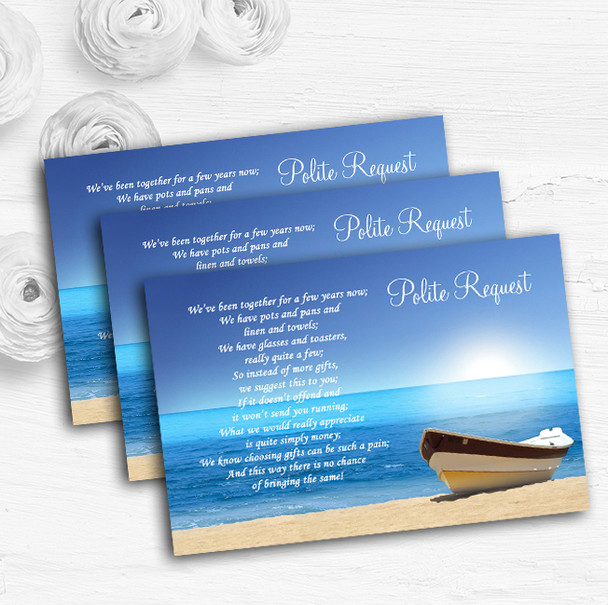 Beach Married Abroad Personalised Wedding Gift Cash Request Money Poem Cards