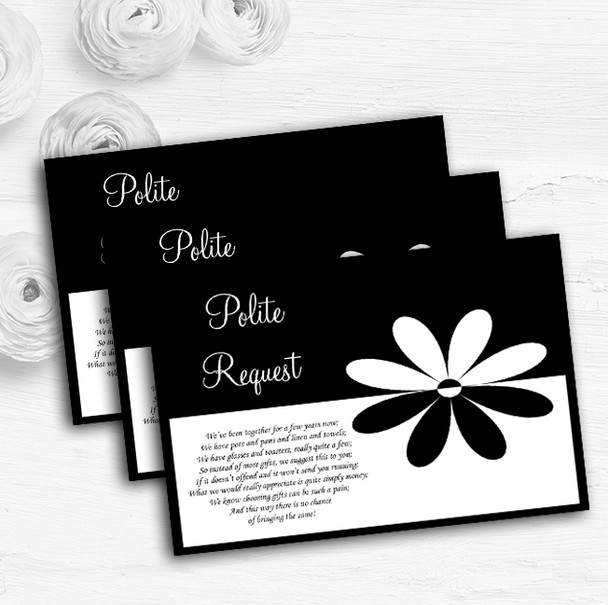 Black and White Flower Personalised Wedding Gift Cash Request Money Poem Cards