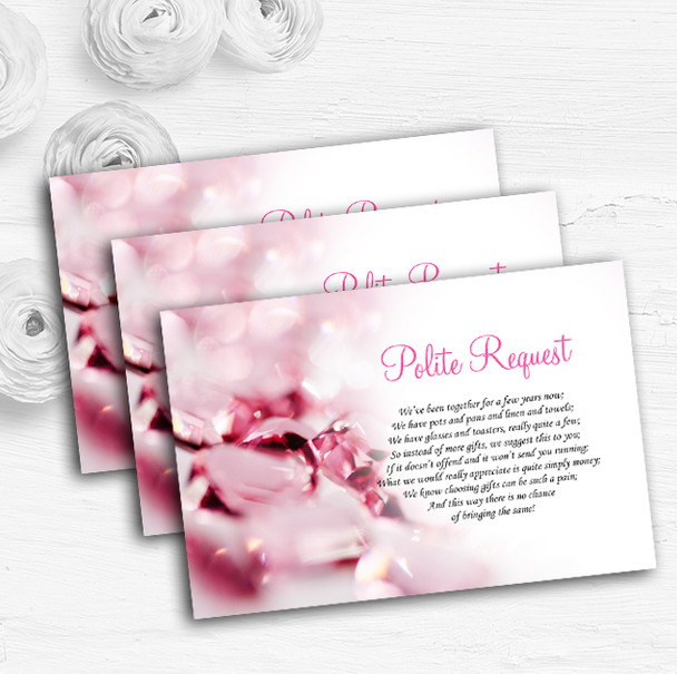 Pink Crystal Diamond Personalised Wedding Gift Cash Request Money Poem Cards