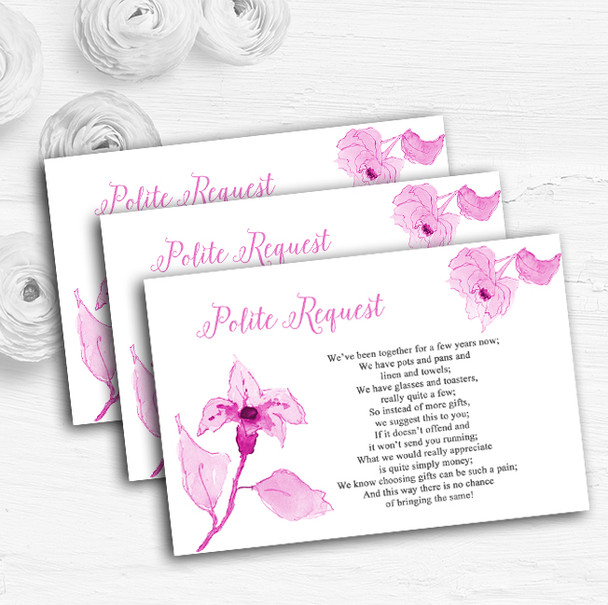 Beautiful Dusty Rose Pink Watercolour Flowers Wedding Gift Money Poem Cards