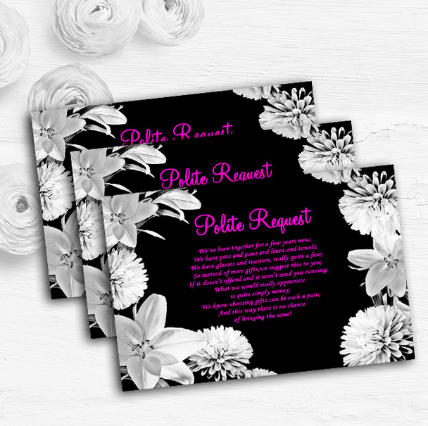 Stunning Lily Flowers Black Pink White Custom Wedding Gift Money Poem Cards