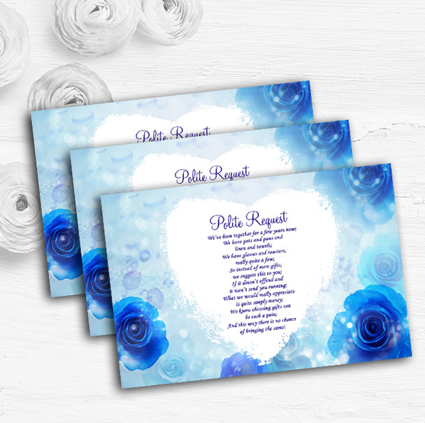 Stunning Blue Flowers Romantic Custom Wedding Gift Request Money Poem Cards