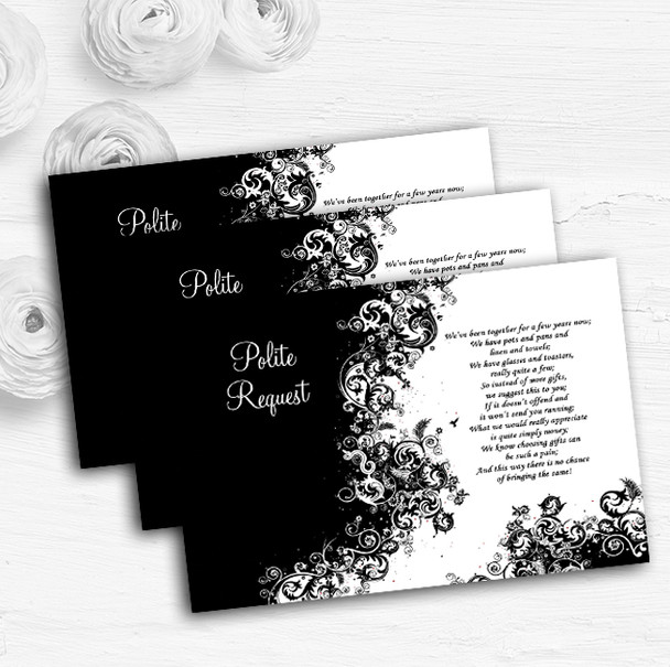 Black White Swirls Personalised Wedding Gift Cash Request Money Poem Cards