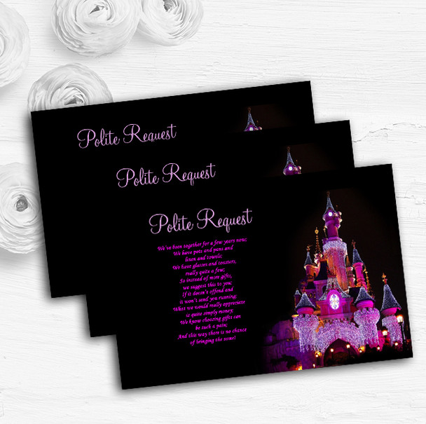 Pink Disney Castle Personalised Wedding Gift Cash Request Money Poem Cards