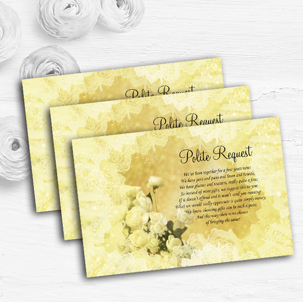 Yellow Cream Lace Personalised Wedding Gift Cash Request Money Poem Cards Yellow Cream Lace Personalised Wedding Gift Cash Request Money Poem Cards