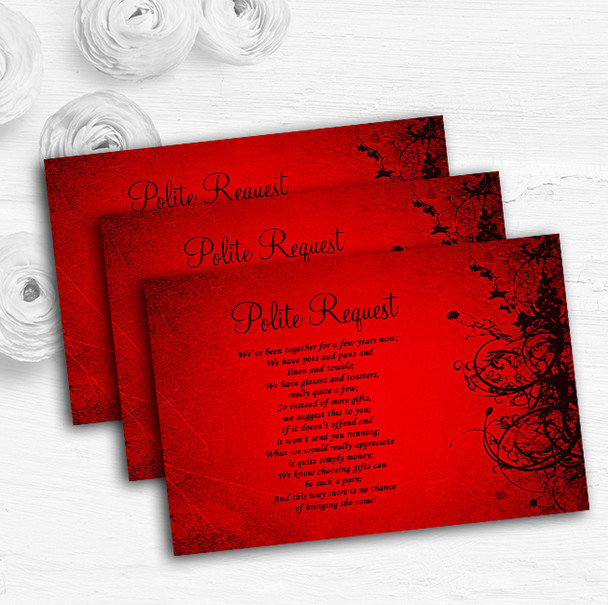 Red Flare Personalised Wedding Gift Cash Request Money Poem Cards
