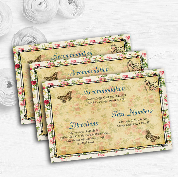 Vintage Floral Shabby Chic Postcard Personalised Wedding Guest Information Cards