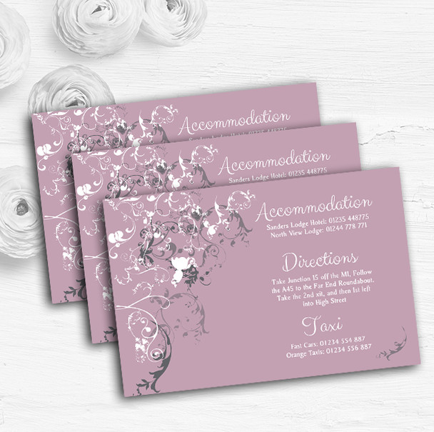 Lilac Vintage Shabby Chic Pattern Personalised Wedding Guest Information Cards