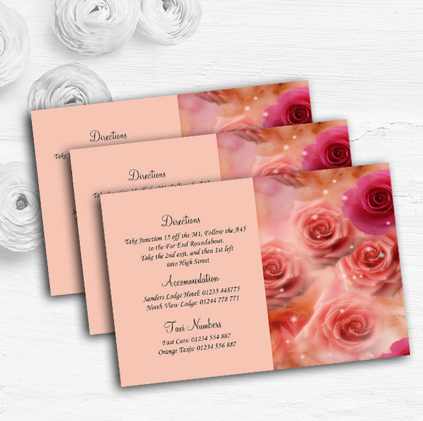 Peach And Pink Flowers Stunning Personalised Wedding Guest Information Cards