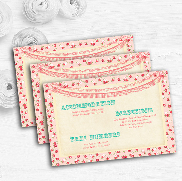 Pink Roses Shabby Chic Garland Personalised Wedding Guest Information Cards