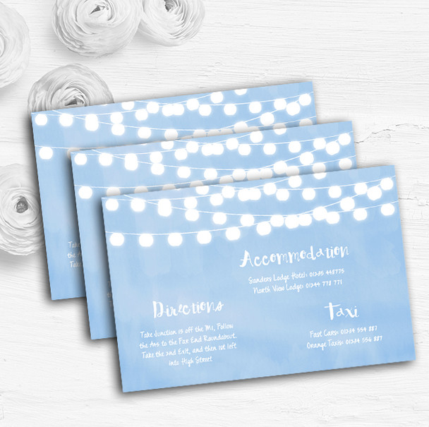 Powder Blue Lights Watercolour Personalised Wedding Guest Information Cards