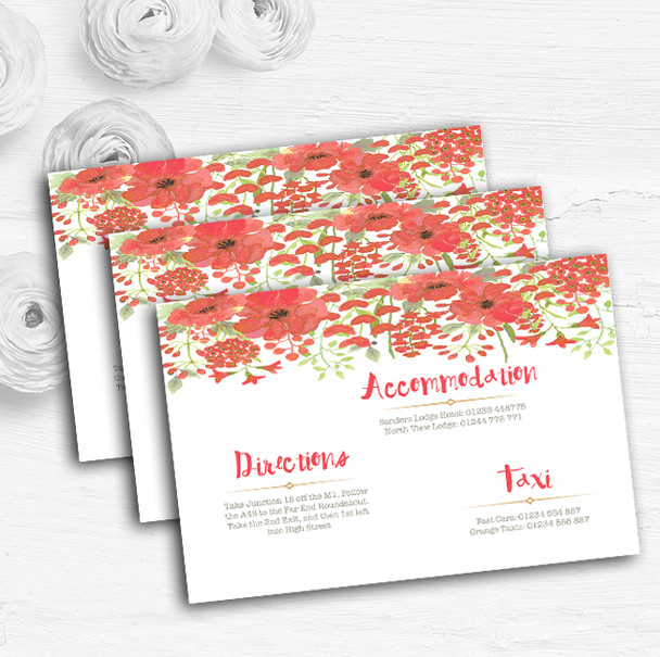 Watercolour Floral Coral Pink Personalised Wedding Guest Information Cards