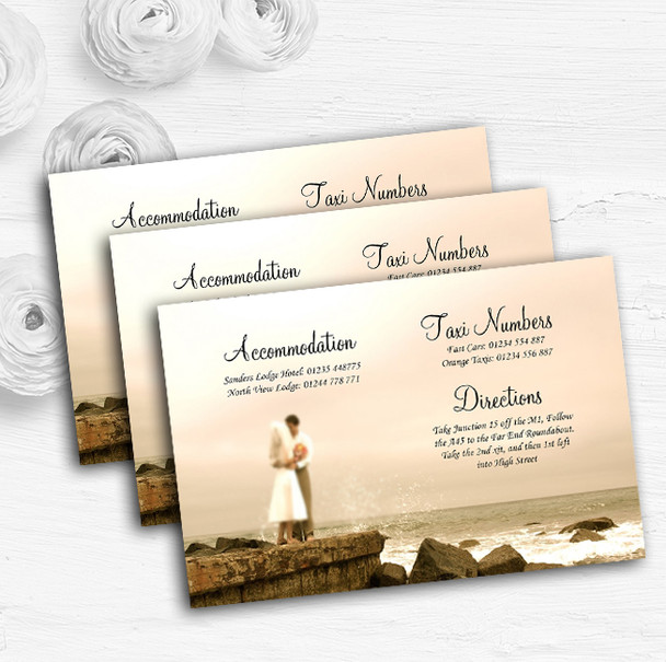 Romantic Couple On The Beach Personalised Wedding Guest Information Cards