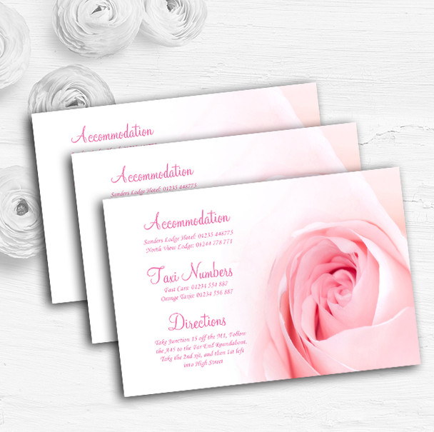 Stunning Pale Baby Pink Rose Personalised Wedding Guest Information Cards