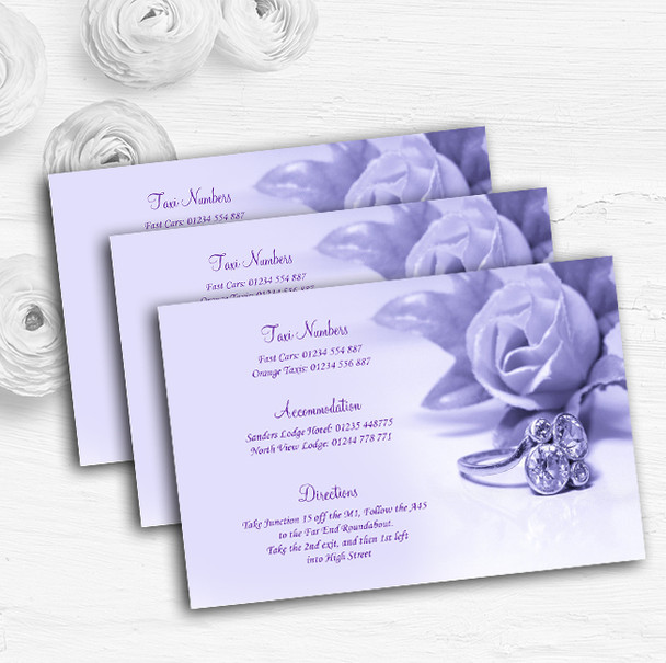 Lilac And Purple Rose Ring Personalised Wedding Guest Information Cards