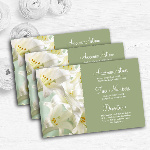 White And Green Calla Lily Personalised Wedding Guest Information Cards