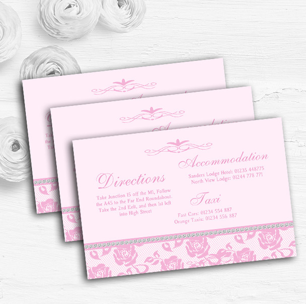 Pretty Baby Rose Pink Floral Diamante Wedding Guest Information Cards