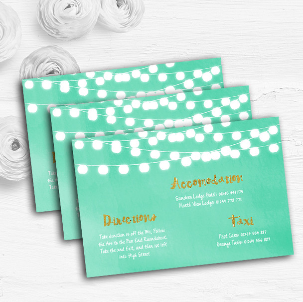 Mint Green and Gold Lights Watercolour Wedding Guest Information Cards Mint Green and Gold Lights Watercolour Wedding Guest Information Cards