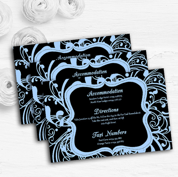 Black & Blue Swirl Deco Personalised Wedding Guest Information Cards