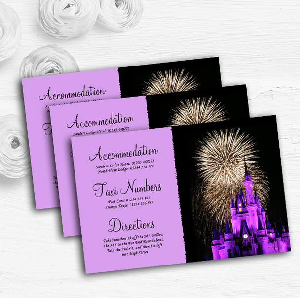 Disney Castle Fireworks Personalised Wedding Guest Information Cards